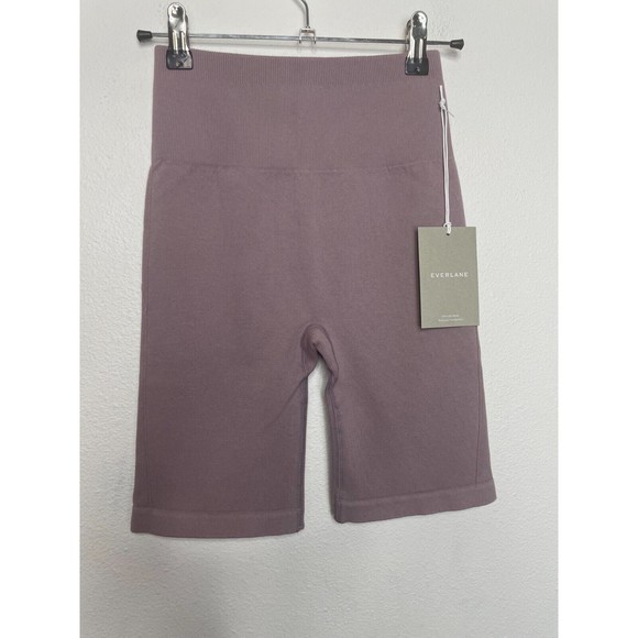 Everlane XS/S Seamless Bike Short Purple Rib Knit High Waist Gym Yoga NWT - Picture 3 of 11